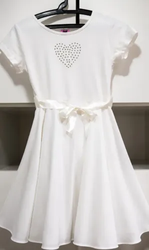 Vestido Infantil de Festa Branco Yeapp - Tamanho 12 (Ideal para Batizado / Daminha)