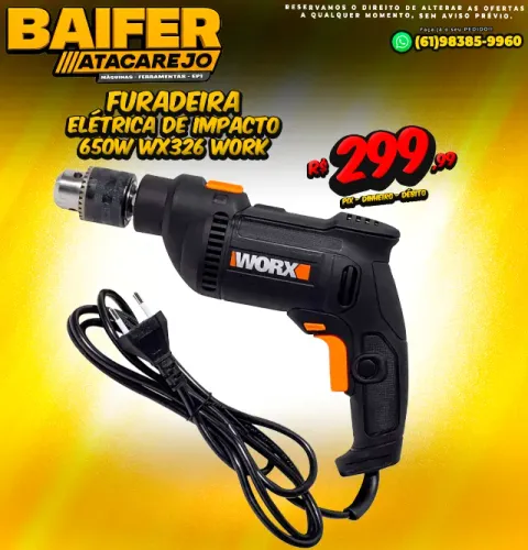 Furadeira Elétrica de Impacto 650w WX326 Work