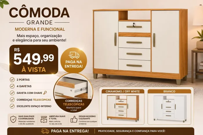 Cômoda 2 prtas e 4 gavetas 