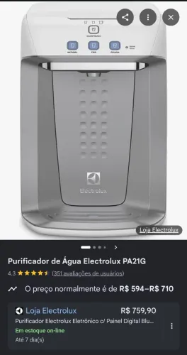 Vendo Purificador de Água Electrolux PA21G
