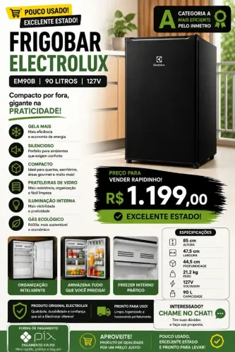 FRIGOBAR ELECTROLUX 90L 127V POUCO USADO