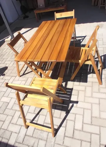 Conjunto Mesa Dobravel 1,20 X 65 Eucalipto Envernizado