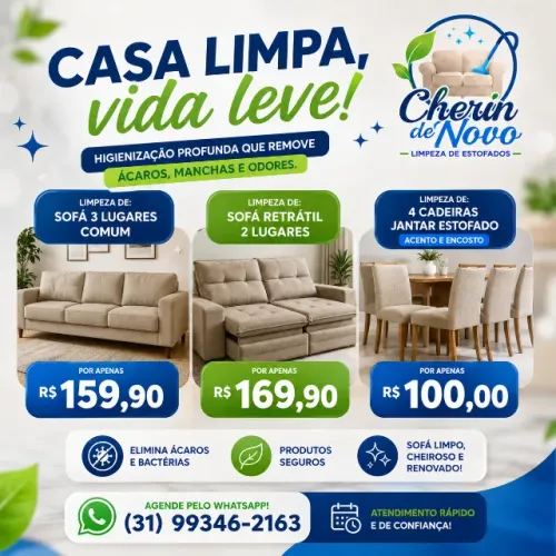 Limpeza de Sofás, Colchões e Poltronas | Cherin de Novo