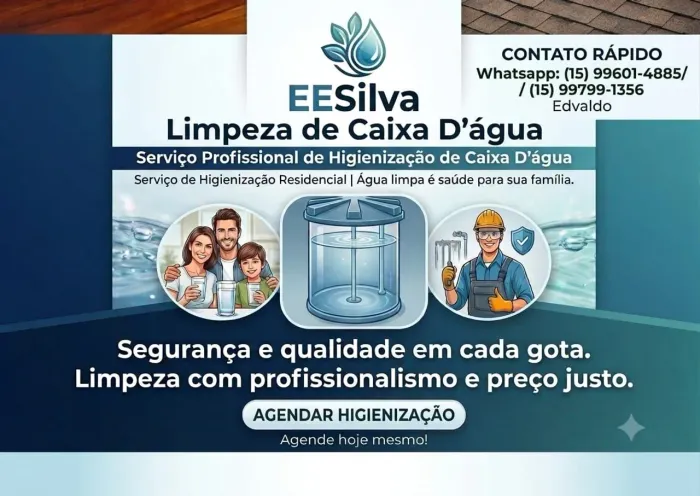 Limpeza de Caixa D'água residencial - Roçagem de terrenos.