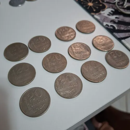 12 moedas antigas de 20 centavos de cruzeiro (1970)