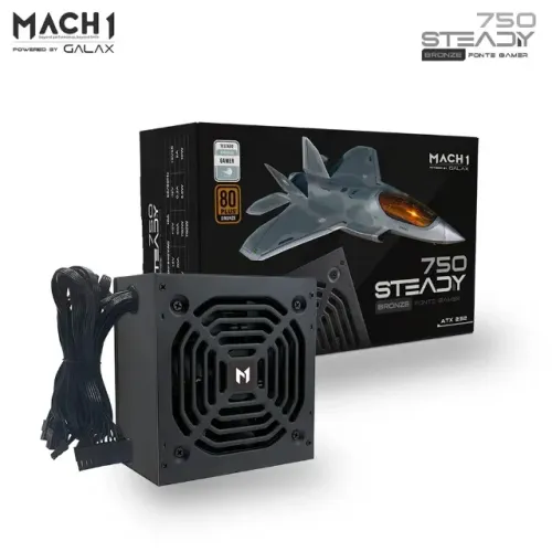 Fonte MACH1 Steady, 750 Watts, 80 Plus Bronze, PFC Ativo, Novo, Lacrado
