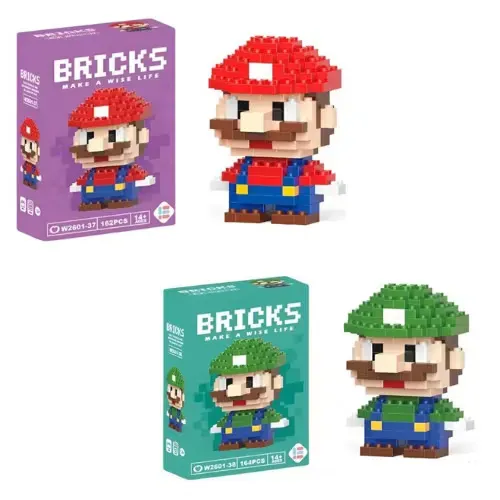Kit Blocos de montar Mario e Luigi