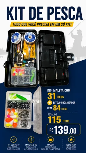 KIT PESCA - 115 ITENS - R$139,00