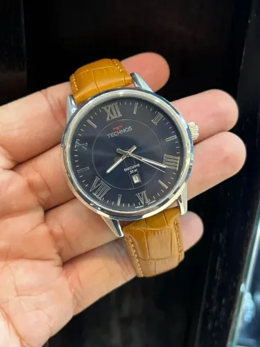 Relógio Masculino Technos Executive Prata Pulseira de Couro 