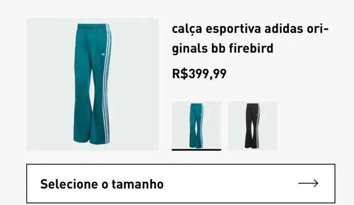 Calça Adidas Firebird TAM G verde NOVA