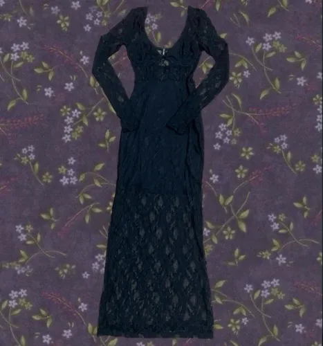 Vestido Midnight Lace Long Sleeve Maxi Dress