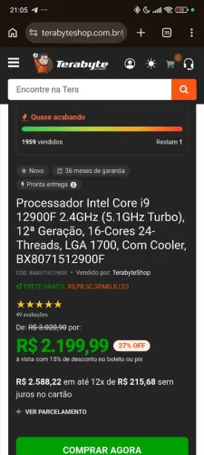 Processador Intel core i9 12º geração