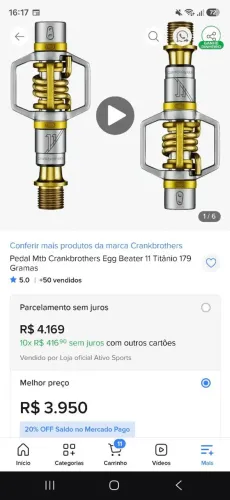 Pedal de titânio eggbeater 11 179 gramas 