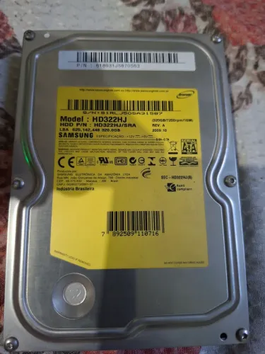HD SAMSUNG 320 GB SATA DE PC. PERFEITO, SO LIGAR E USAR