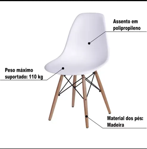 Kit cadeira branca Eiffel pés palito nova montando
