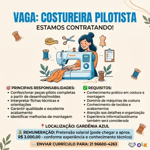 VAGA DE COSTUREIRA