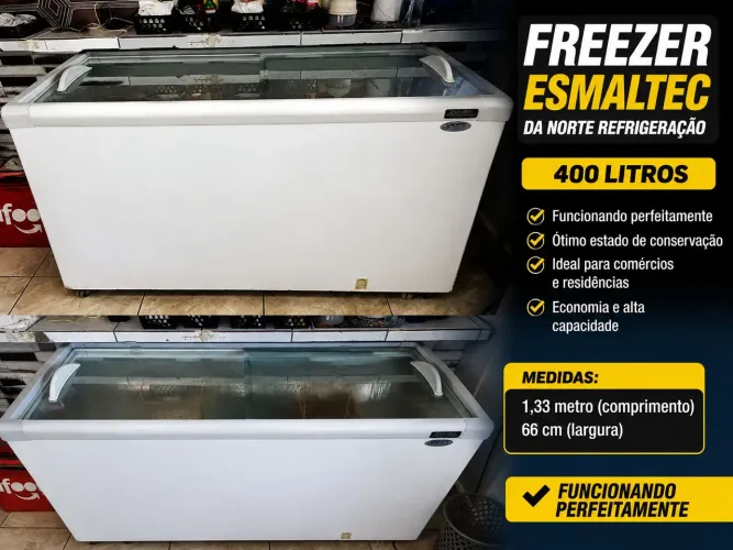 Freezer Esmaltec 2 tampas de vidro