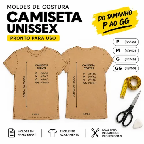 MOLDE DE CAMISETA (Tecido de Malha) ? P ao GG