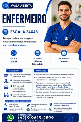 Vaga Para Enfermeiro (masculino) - Nivel Superior 
