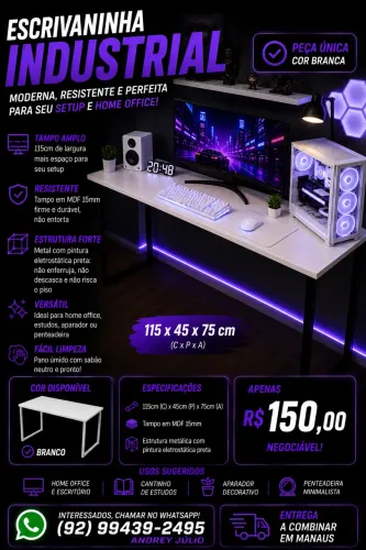 ? ESCRIVANINHA INDUSTRIAL BRANCA - PEÇA ÚNICA! ?