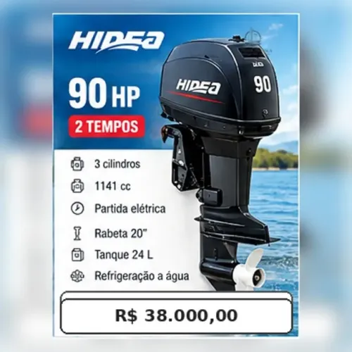Motor de Popa Hidea 90 HP 2 tempos Novo - HD90F