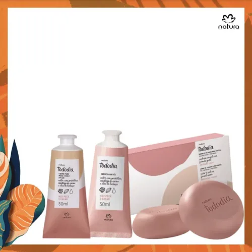 Kit Noz Pecã e Cacau Natura - Creme Mãos, Creme Pés, Caixa de Sabonetes
