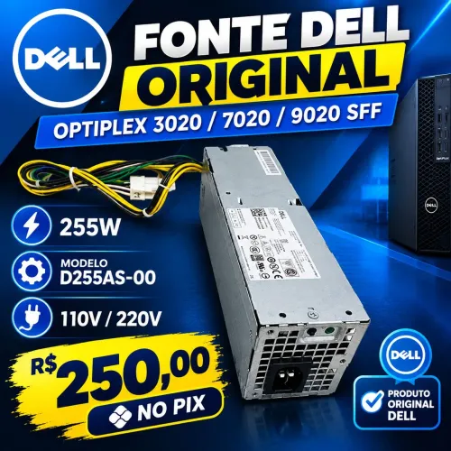 Fonte Dell Optiplex 3020 * Sff 255w Modelo D255as-00 Cor Prata 110V/220V