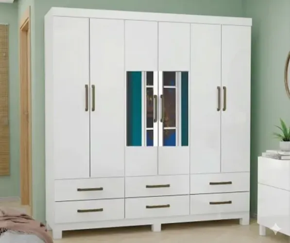 Guarda Roupa Dallas Branco com Espelho