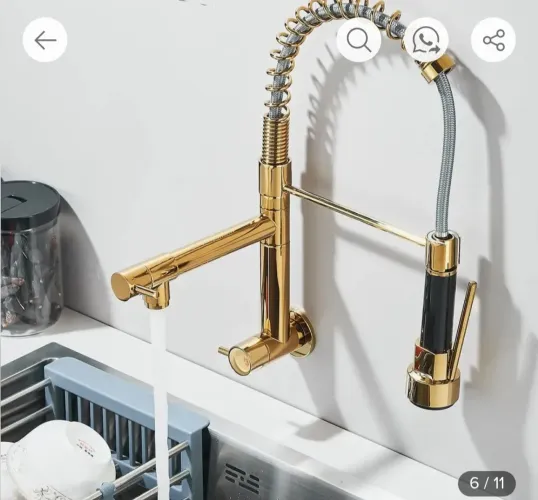 Torneira Pia Cozinha Parede Gourmet Dourada