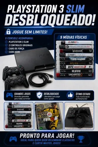 PS3 DESBLOQUEADO + 9 MÍDIA FISICA