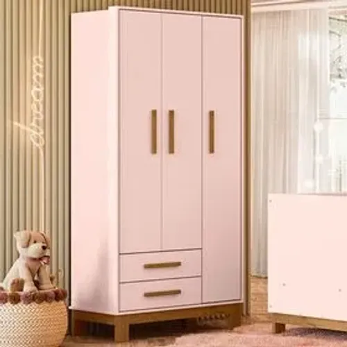 Guarda Roupa Infantil 3 Portas 2 Gavetas Retrô - Oferta!
