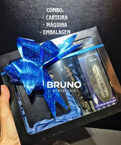 Kit dia dos pais carteira e maquina de acabamento