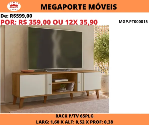 Rack 1,60 para Tv até 65Plg
