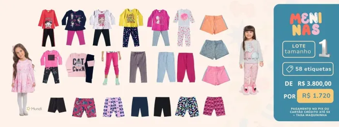 Lote 58 Etiquetas Roupas Novas Infantis MeninA Tam. 1
