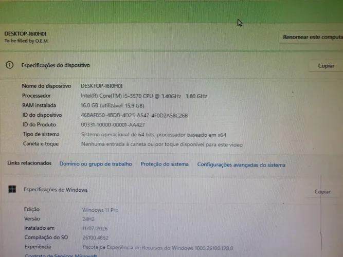 Gabinete Intel i5 3570 16GB DDR3 SSD 128GB Windows 11 Office 365