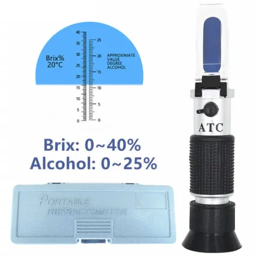 Refratômetro Brix 0-40% e Álcool 0-25% - Realengo