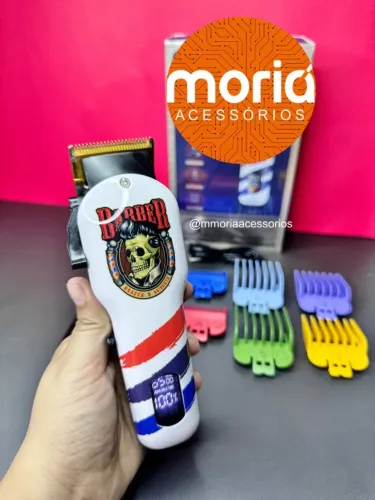 Máquina de Cortar Cabelo Profissional Sem Fio Recarregável com 7 Pentes LFJ-1192