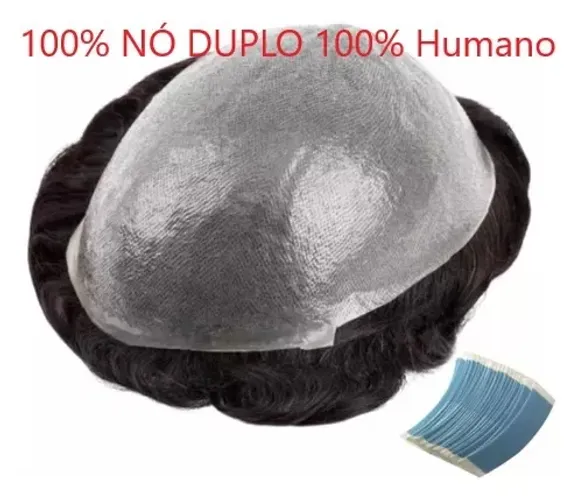 INSTALADA 849,00 Prótese Capilar Masculina Micropele 100% NÓ DUPLO cabelo Humano Importada