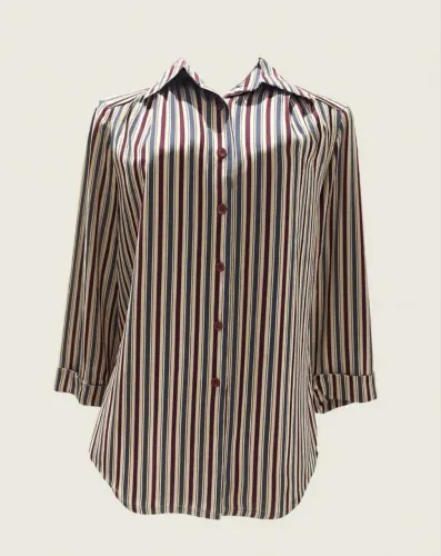 Camisa Feminina Listrada Seda Rioloop
