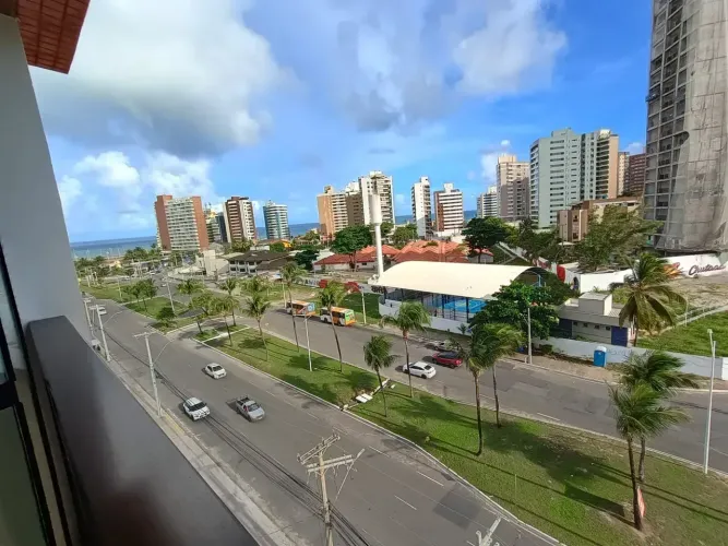 1/4 sala, nascente, vista Mar, porcelanato, armários embutidos, 100% mobiliado.