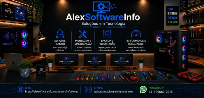 Manutenção em computadores , Instalação de programas , Formatação e backup.