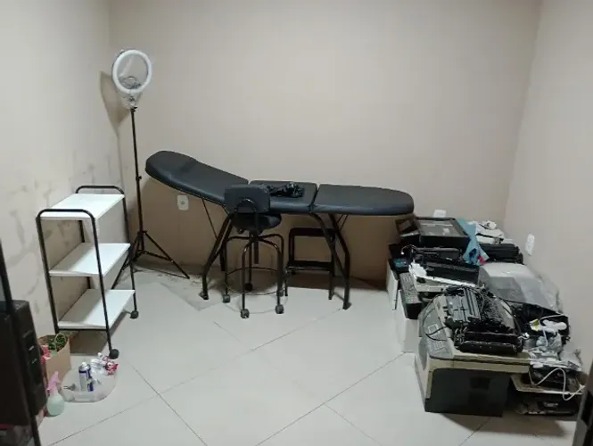 Kit Estética Preto Maca 3 posições + Mocho + Escada + Carrinho