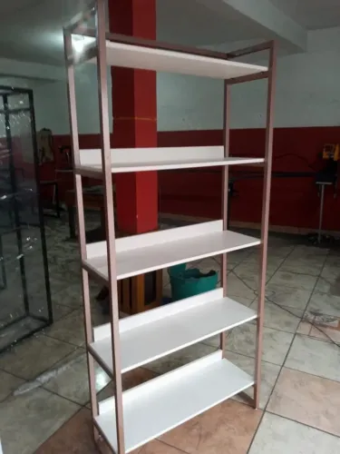 Prateleira Industrial Rose c/ MDF Branco 