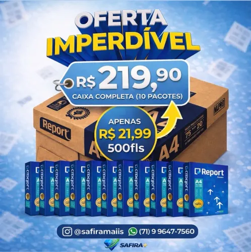 PAPEL A4 CAIXA COM 10 REPORT/CHAMEX