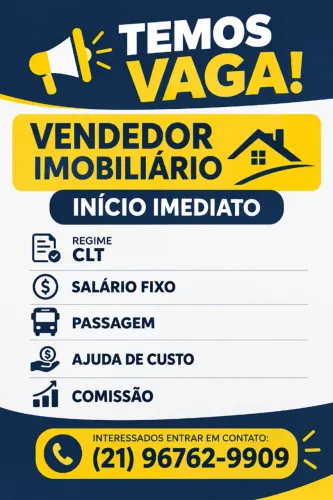 VAGA DE EMPREGO VENDEDOR DE IMOVEIS