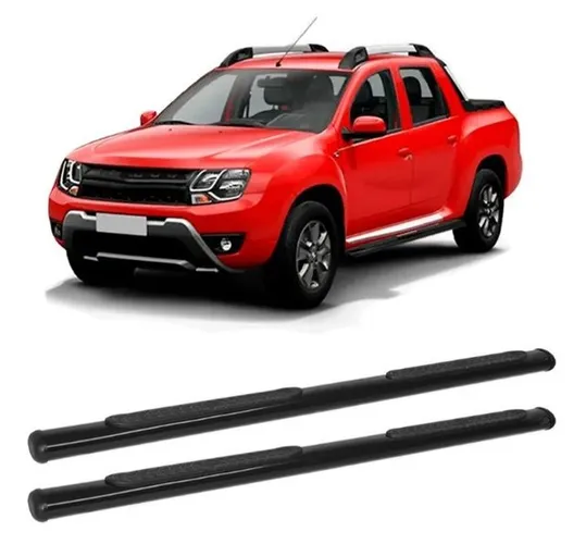 Estribo Oblongo Preto Duster Oroch 2012 13 14 15 16 17 2018, instalado.
