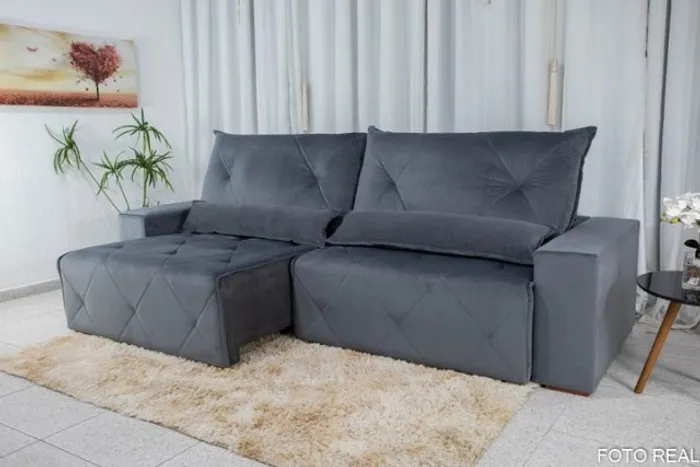 Sofá Retrátil Reclinável Belize 2.90m Grafite Até 12x - Frete Grátis 