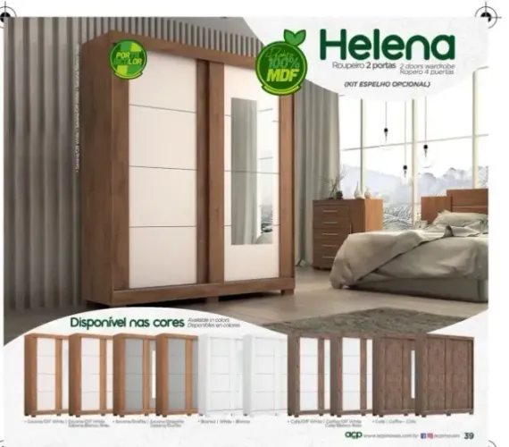 Roupeiro modelo Helena com (02 gavetas e prateleiras internas) Produto N0V0