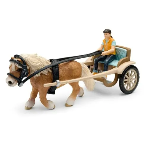 Schleich 42040 - Carruagem C/ Pônei E Condutor - Miniatura Dimensões 16 x 8 x 7 cm, Raro