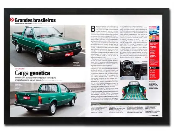 VW Saveiro 1997 - Quadro decorativo com matéria original de revista